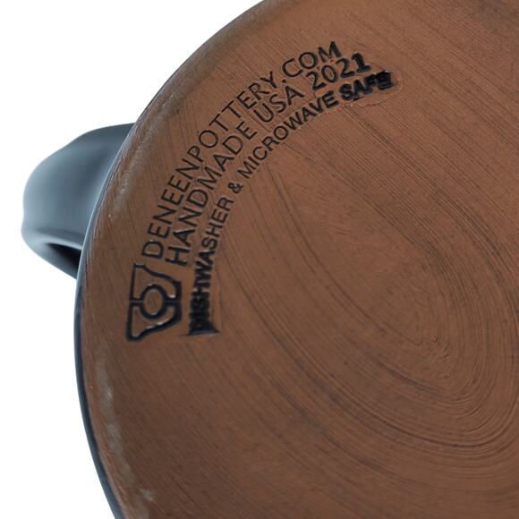 Verena Street Coffee Mug 14oz Deneen Pottery Black Beige Green Drip Glaze Cup - Picture 10 of 10